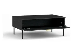 Mesa De Centro|Meublorama Table basse noire et poignée dorée avec clapet - Collection MONDO Preto