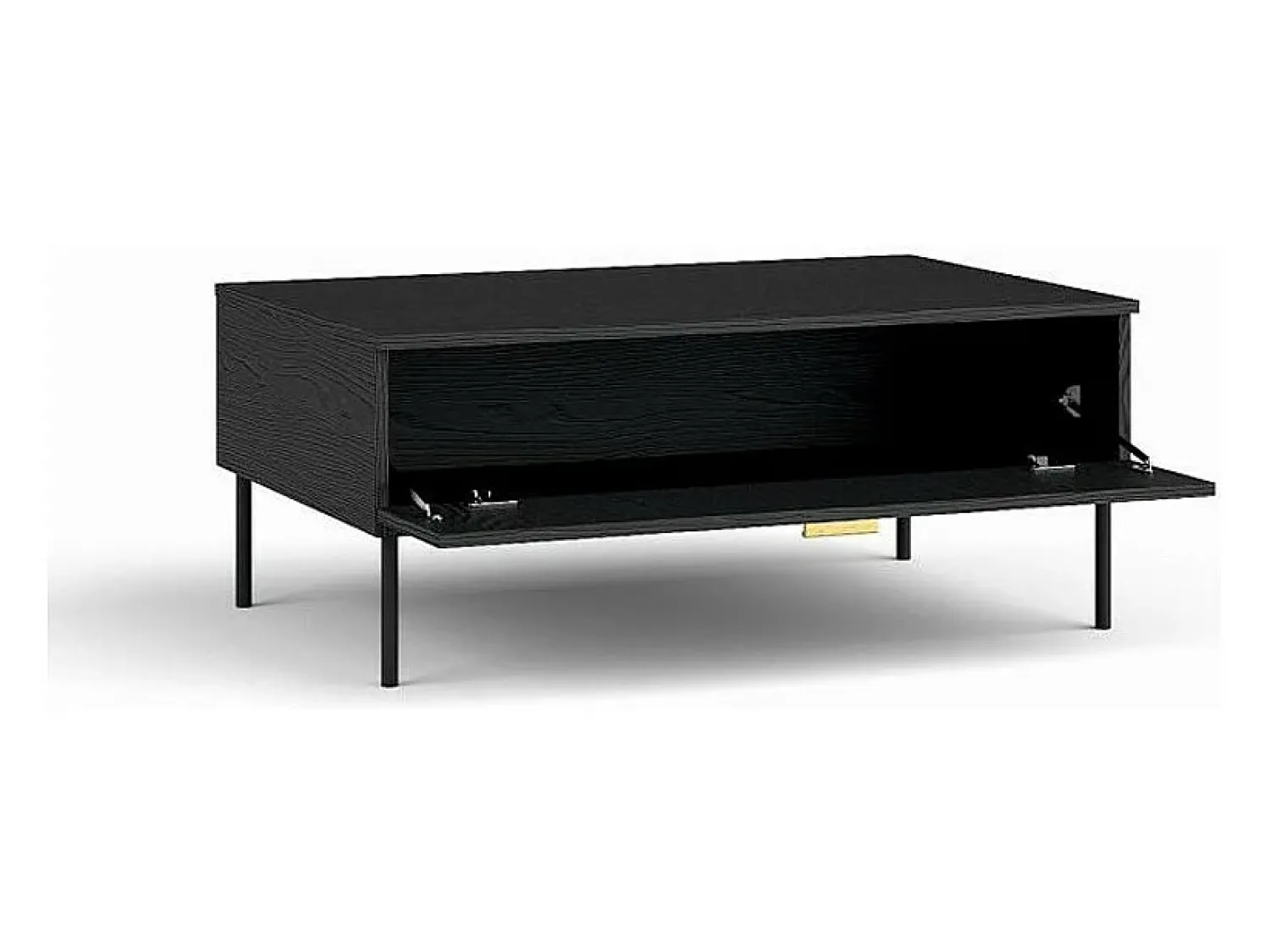 Mesa De Centro|Meublorama Table basse noire et poignée dorée avec clapet - Collection MONDO Preto