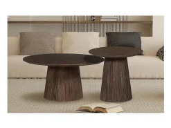Mesa De Centro*Meublorama Table basse ronde collection MITCHEL en bois exotique de manguier brun diamètre 50 cm Castanho