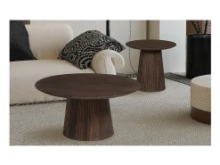 Mesa De Centro*Meublorama Table basse ronde collection MITCHEL en bois exotique de manguier brun diamètre 50 cm Castanho