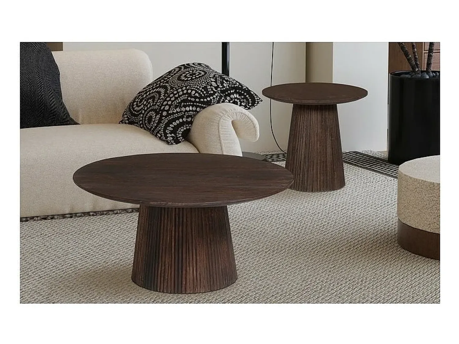 Mesa De Centro*Meublorama Table basse ronde collection MITCHEL en bois exotique de manguier brun diamètre 50 cm Castanho