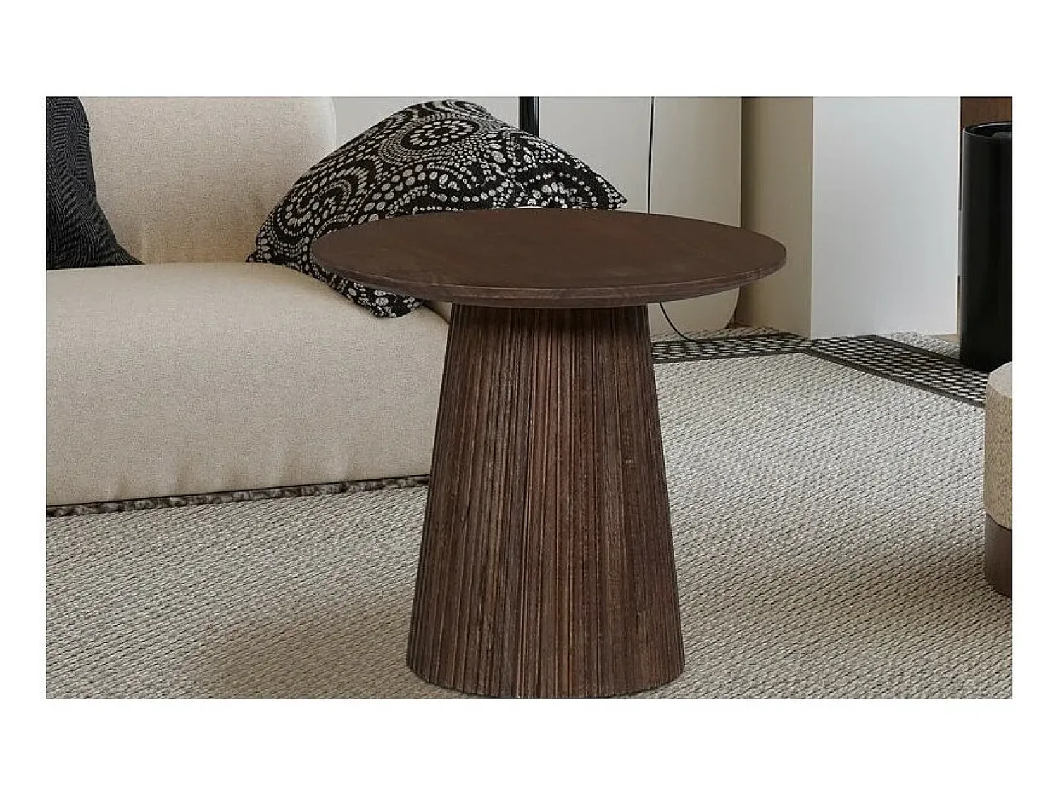Mesa De Centro*Meublorama Table basse ronde collection MITCHEL en bois exotique de manguier brun diamètre 50 cm Castanho