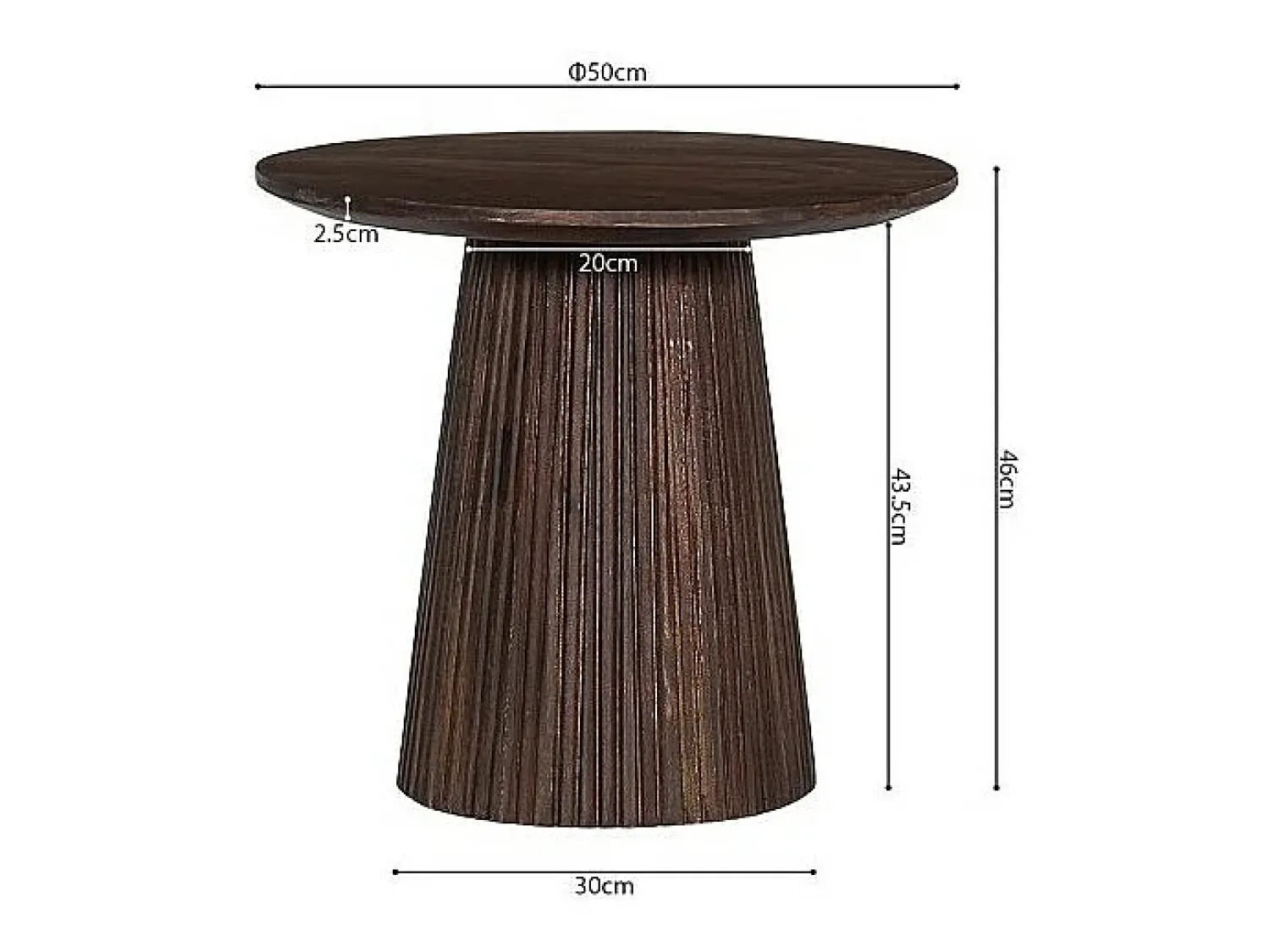 Mesa De Centro*Meublorama Table basse ronde collection MITCHEL en bois exotique de manguier brun diamètre 50 cm Castanho