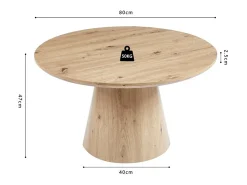 Mesa De Centro|Meublorama Table basse ronde collection TIGNES – Décor effet pin – D80 x H47 cm Castanho