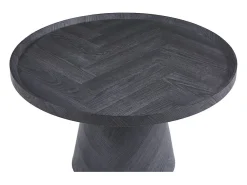 Mesa De Centro*Meublorama Table basse ronde collection CARVELA – Décor gris foncé – Bord relevé – D80 x H47 cm Cinzento