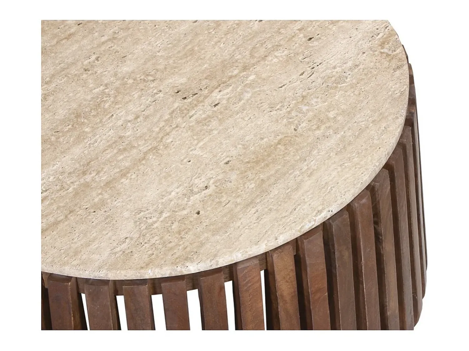 Mesa De Centro|Meublorama Table basse ronde en bois massif collection DELHI diamètre 70cm - Style ethnique et design Castanho