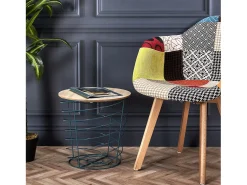 Mesa De Apoio*The Home Deco Factory Table Filaire Bois Et Metal Cyclone Bleu M6 A1/m6 Azul