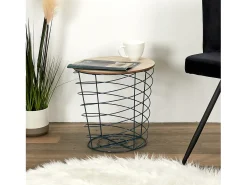 Mesa De Apoio*The Home Deco Factory Table Filaire Bois Et Metal Cyclone Bleu M6 A1/m6 Azul