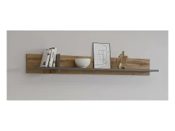Meublorama Étagère murale 180cm coloris chêne et noir. Collection HAVANA.^ Prateleira