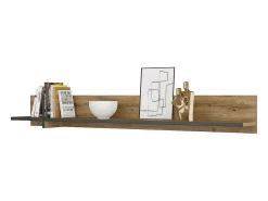 Meublorama Étagère murale 180cm coloris chêne et noir. Collection HAVANA.^ Prateleira