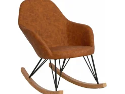 Loft24 Tampa | Cadeira de Baloiço em PU Cognac^ Poltrona