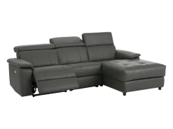Online Loft24 Tanaro | Sofá Chaise Lounge 3 Lugares Direito com Função Eléctrica em PU Cinza Cinzento