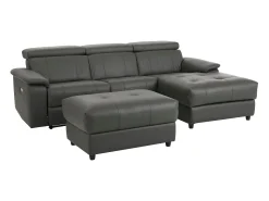 Online Loft24 Tanaro | Sofá Chaise Lounge 3 Lugares Direito com Função Eléctrica em PU Cinza Cinzento