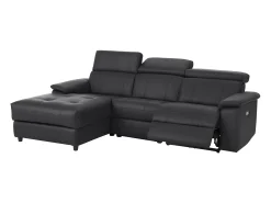 Sofá|Loft24 Tanaro | Sofá Chaiselong 3 Lugares Esquerdo Elétrico Preto