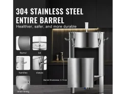 Tanque de Fermentação, SucceBuy Kit de Tanque de Fermentação Caseira de Aço Inoxidável de 60 L com Fermentador de Cerveja^ Acessório Vinho E Bar