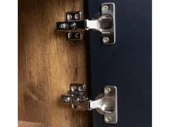 Mesa De Centro| Tavolino da caffè nero e legno da 90 cm – 2 scomparti aperti e 2 ante Preto