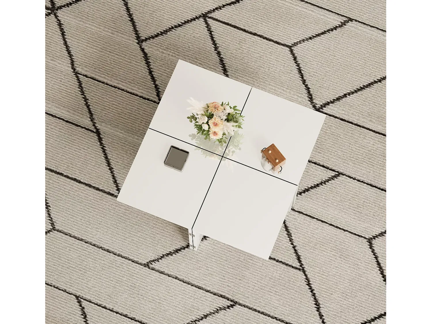 Mesa De Centro* Tavolino da caffè, tavolino fai da te, piano del tavolo lucido, combinazione libera Branco