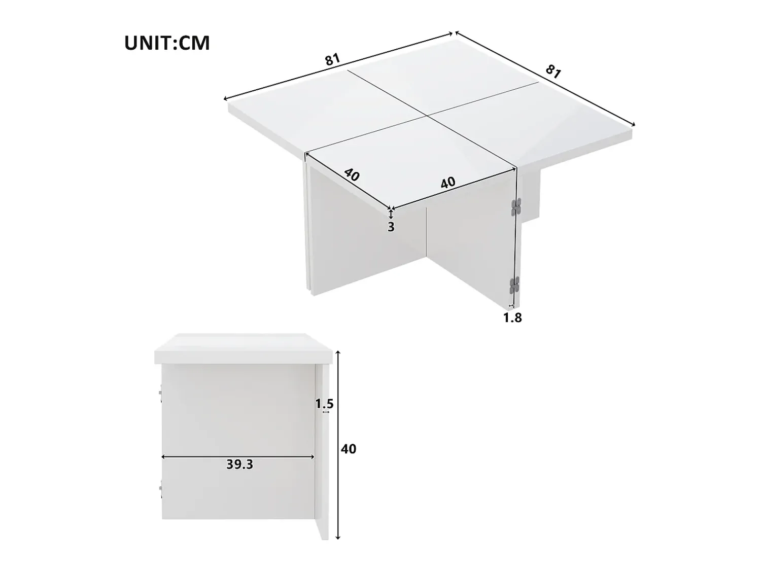 Mesa De Centro* Tavolino da caffè, tavolino fai da te, piano del tavolo lucido, combinazione libera Branco