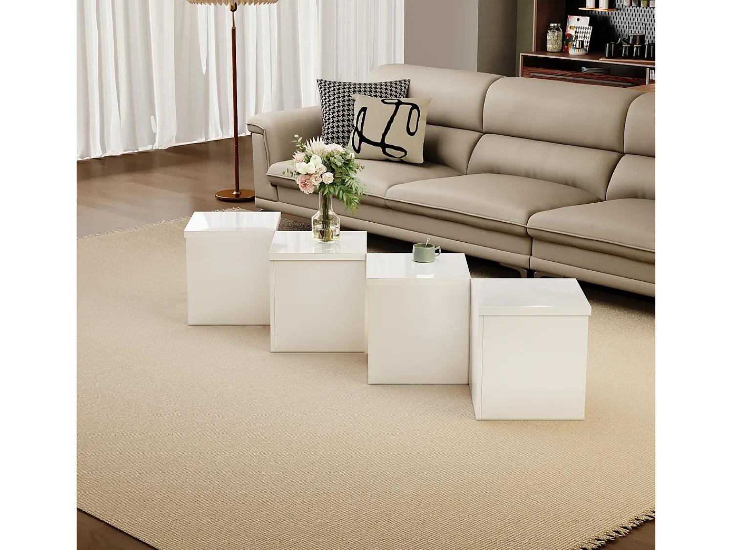 Mesa De Centro* Tavolino da caffè, tavolino fai da te, piano del tavolo lucido, combinazione libera Branco