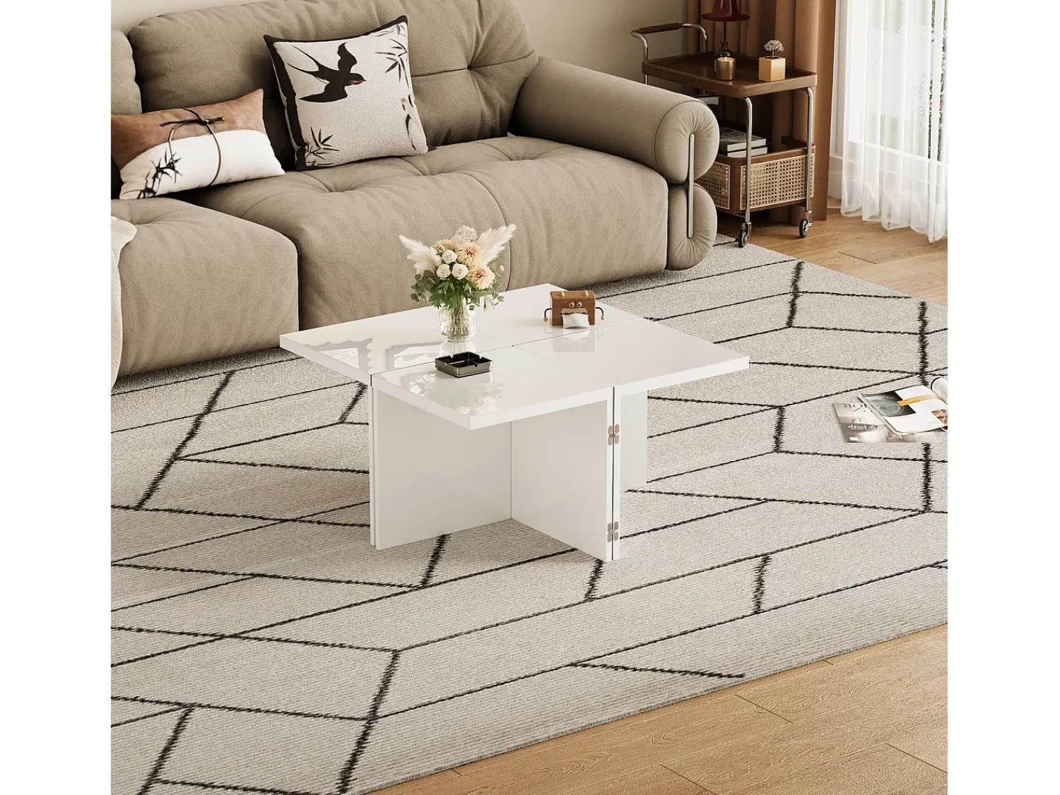 Mesa De Centro* Tavolino da caffè, tavolino fai da te, piano del tavolo lucido, combinazione libera Branco