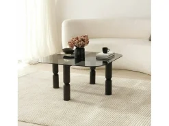 Dmora TAvolino de sala de estar Dpervers, Mesa baixa de café, Suporte de revistas para sofá, Prateleira de sala de estar, 80x80h40 cm, Antracite e Fumé^ Mesa De Centro
