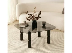 Dmora TAvolino de sala de estar Dpervers, Mesa baixa de café, Suporte de revistas para sofá, Prateleira de sala de estar, 80x80h40 cm, Antracite e Fumé^ Mesa De Centro