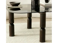 Dmora TAvolino de sala de estar Dpervers, Mesa baixa de café, Suporte de revistas para sofá, Prateleira de sala de estar, 80x80h40 cm, Antracite e Fumé^ Mesa De Centro