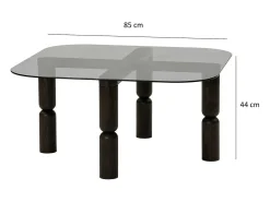 Dmora TAvolino de sala de estar Dpervers, Mesa baixa de café, Suporte de revistas para sofá, Prateleira de sala de estar, 80x80h40 cm, Antracite e Fumé^ Mesa De Centro