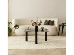 Dmora TAvolino de sala de estar Dpervers, Mesa baixa de café, Suporte de revistas para sofá, Prateleira de sala de estar, 80x80h40 cm, Antracite e Fumé^ Mesa De Centro
