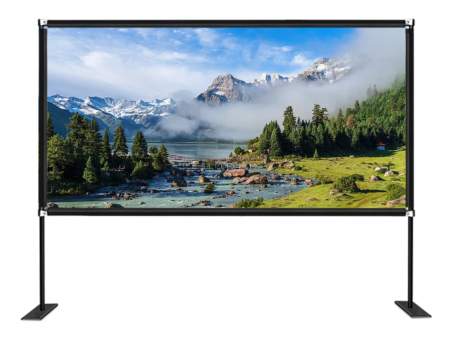 Móvel De Tv| Tela de Cinema ao Ar Livre SucceBuy com Suporte - 381cm, 16:9 HD 4K Portátil para o Interior e o Exterior Cinema em Casa Jogos Escritório Preto
