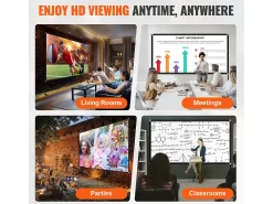 Móvel De Tv| Tela de Cinema ao Ar Livre SucceBuy com Suporte - 381cm, 16:9 HD 4K Portátil para o Interior e o Exterior Cinema em Casa Jogos Escritório Preto