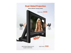 Móvel De Tv* Tela de Projeção Inflável SucceBuy, Material 600D, Portátil com Saco de Armazenamento, Formato 16:9, Ideal para Home Cinema, 476 x 200 x 378 cm Preto