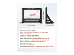 Móvel De Tv* Tela de Projeção Inflável SucceBuy, Material 600D, Portátil com Saco de Armazenamento, Formato 16:9, Ideal para Home Cinema, 476 x 200 x 378 cm Preto