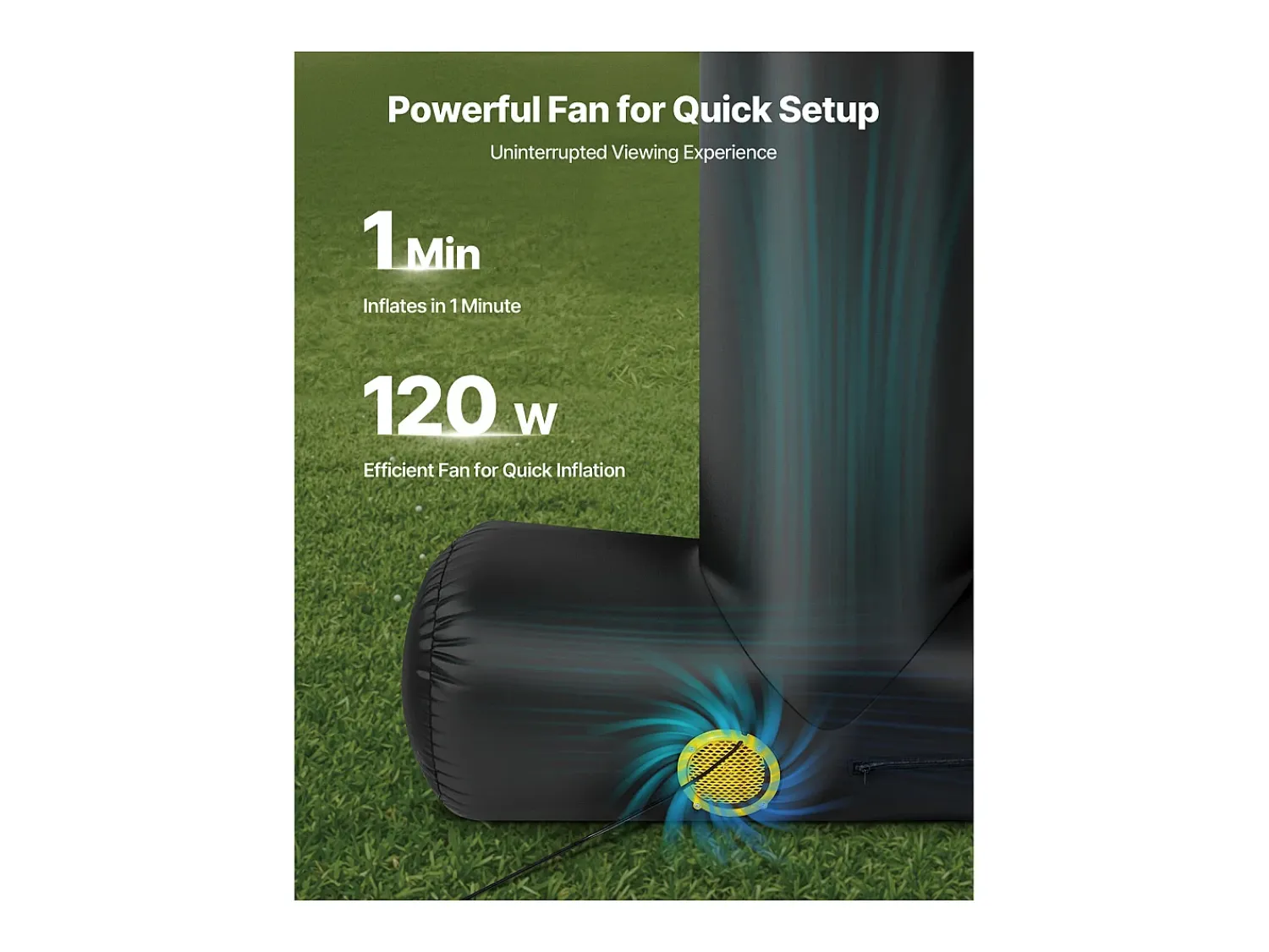 Online Tela de Projeção Inflável SucceBuy, Material 600D, Portátil com Saco de Armazenamento, Formato 16:9, Ideal para Home Cinema, 354 x 130 x 290 cm Preto