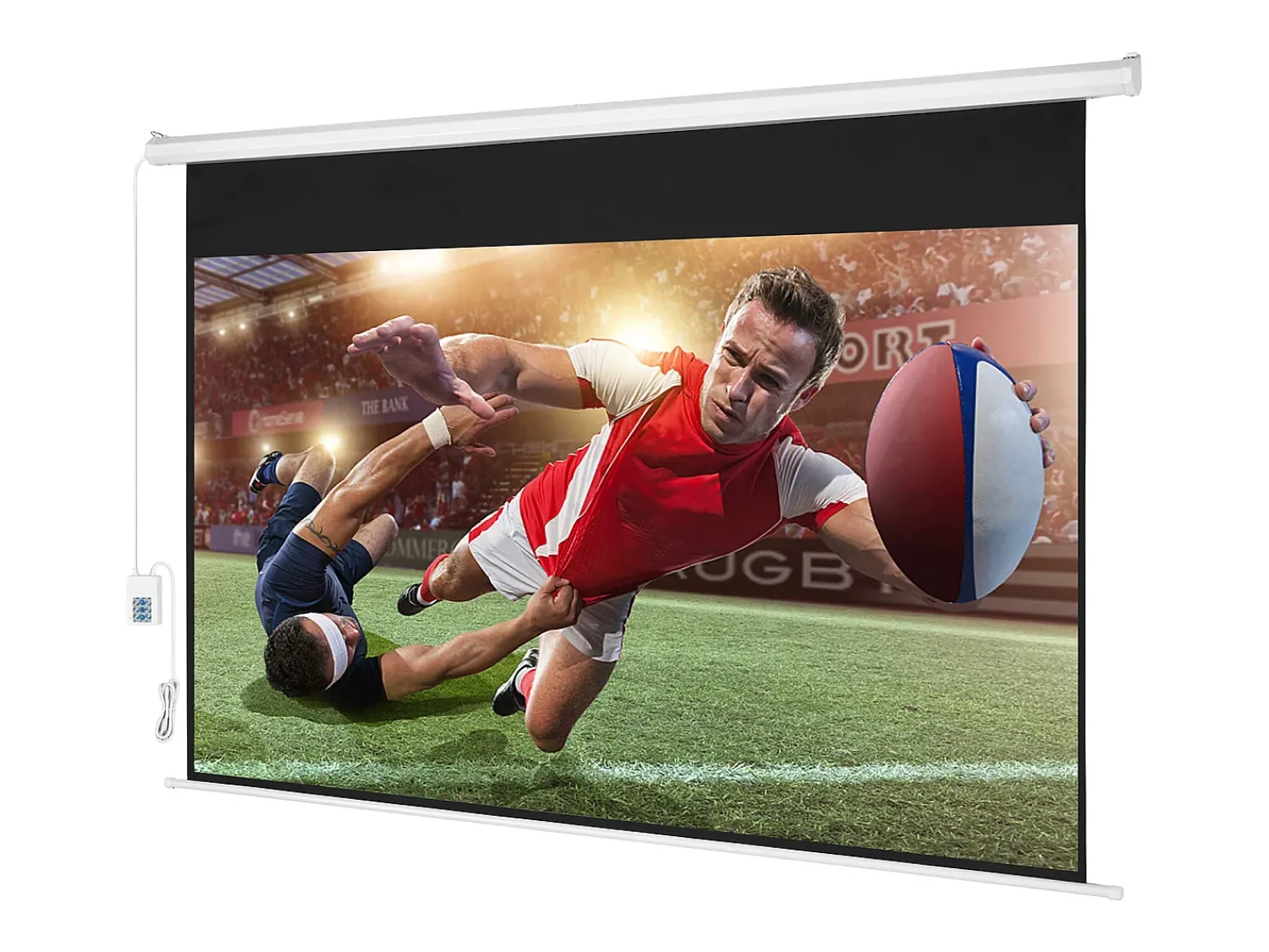 Móvel De Tv* Tela de Projeção Motorizada SucceBuy, 100 Polegadas, Razão de Aspecto 16:9, 4K e 1080 Elétrica Branco