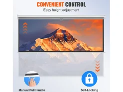 Hot Tela de Projeção Retratil Manual SucceBuy, 100 Polegadas, Razão de Aspecto 16:9, 4K, 1080 HD Branco