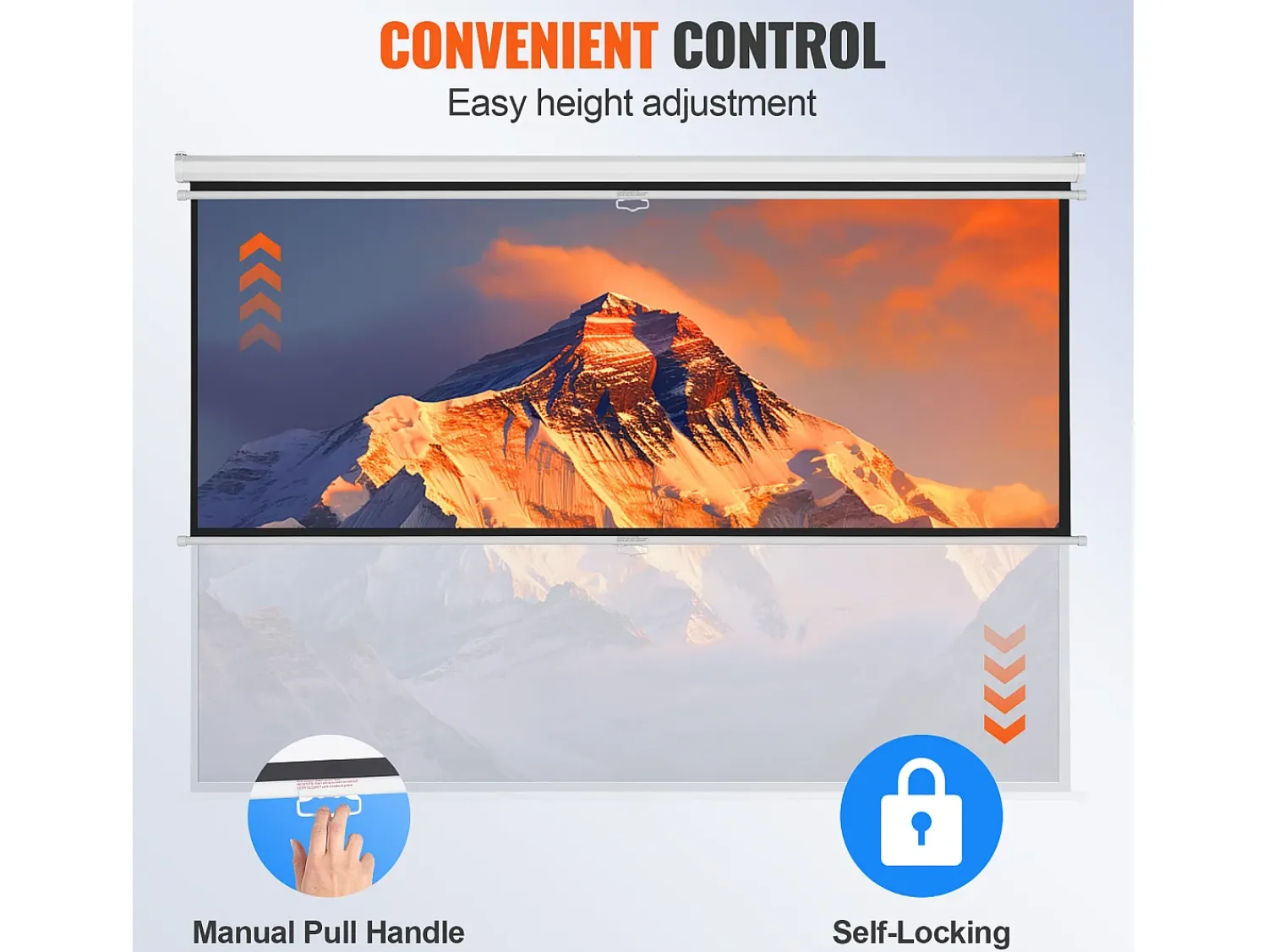 Hot Tela de Projeção Retratil Manual SucceBuy, 100 Polegadas, Razão de Aspecto 16:9, 4K, 1080 HD Branco
