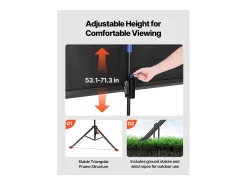 Móvel De Tv* Tela de Projeção SucceBuy com Tripé de 152,4 cm, Lona de Projeção Portátil e Amassável, Grande Ângulo de Visão 160°, 16:9 4K HD Preto