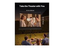 Móvel De Tv* Tela de Projeção SucceBuy com Tripé de 152,4 cm, Lona de Projeção Portátil e Amassável, Grande Ângulo de Visão 160°, 16:9 4K HD Preto
