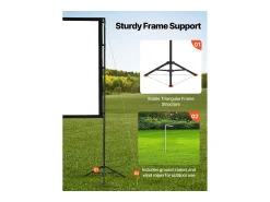 Tela de Projeção SucceBuy de 254 cm com 2 Tripés, Lona de Projeção Portátil e Amassável, Grande Ângulo de Visão 160°, 16:9 4K HD^ Móvel De Tv