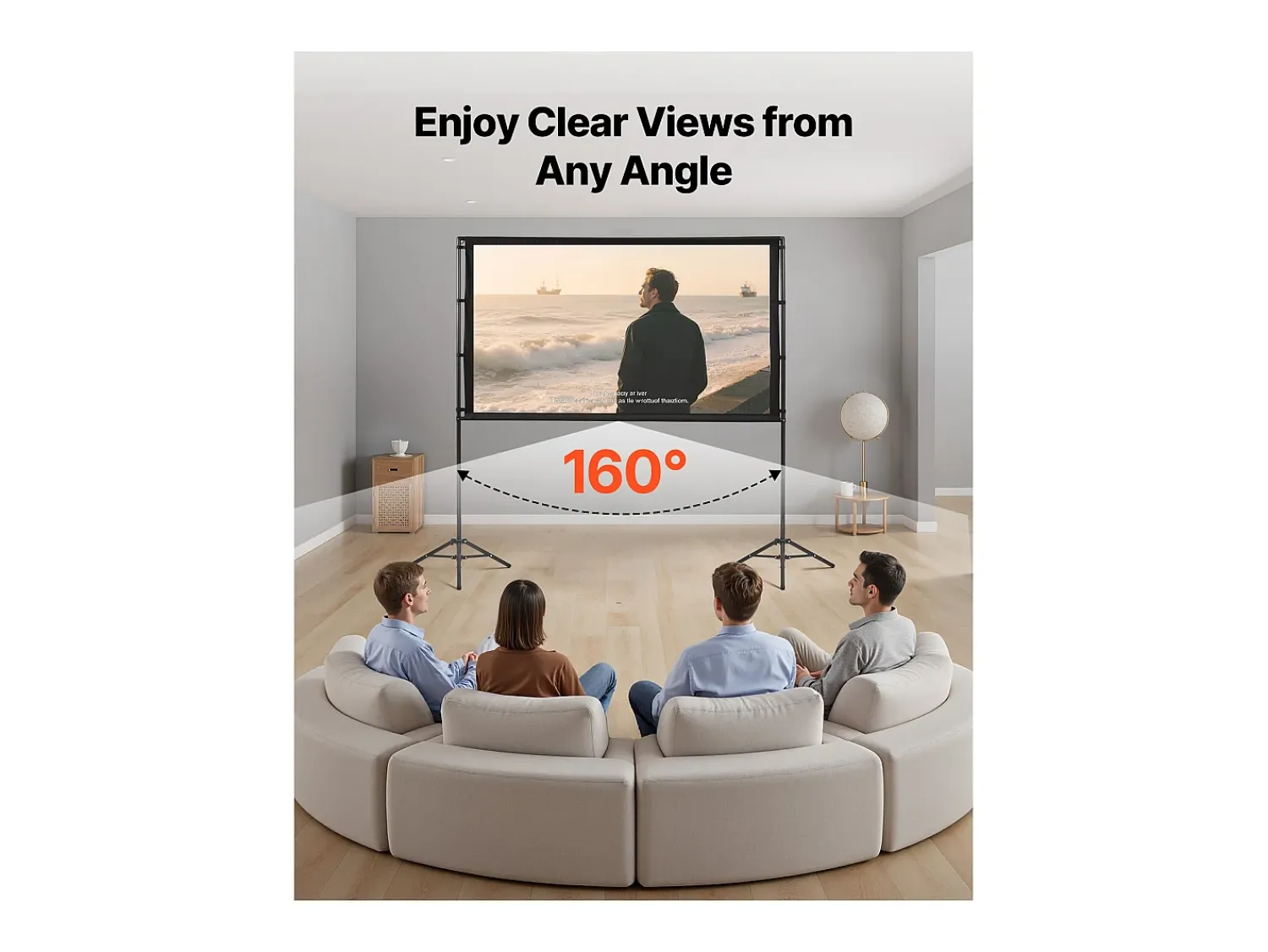 Sale Tela de Projeção SucceBuy de 213,4 cm com 2 Tripés, Lona de Projeção Portátil e Amassável, Grande Ângulo de Visão 160°, 16:9 4K HD, com Bolsa Preto