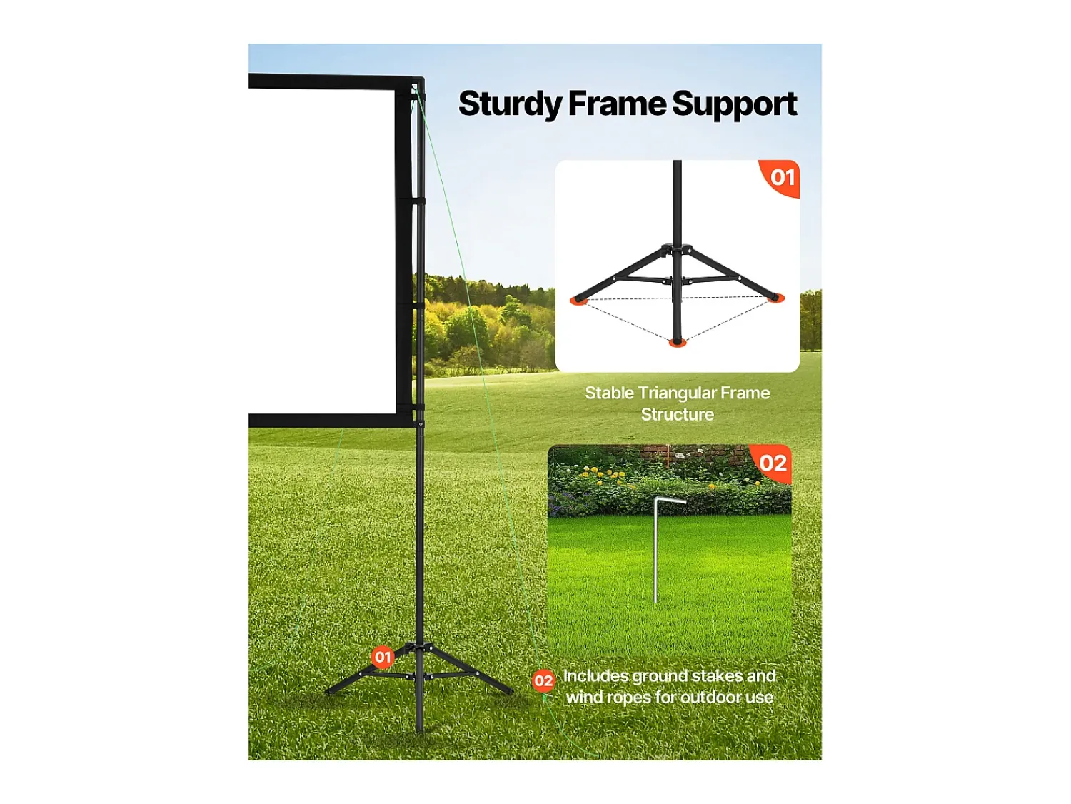Sale Tela de Projeção SucceBuy de 213,4 cm com 2 Tripés, Lona de Projeção Portátil e Amassável, Grande Ângulo de Visão 160°, 16:9 4K HD, com Bolsa Preto