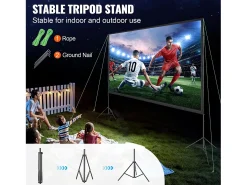 Móvel De Tv* Tela de Projeção SucceBuy Portátil com Base, 381 cm, 16:9 HD de Duas Faces Anti-rugas e Grande Ângulo de Visão, para Projetores de Cinema em Casa Multicor