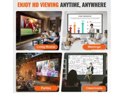 Móvel De Tv* Tela de Projeção SucceBuy Portátil com Base, 381 cm, 16:9 HD de Duas Faces Anti-rugas e Grande Ângulo de Visão, para Projetores de Cinema em Casa Multicor