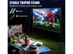 Móvel De Tv| Tela de Projeção SucceBuy Portátil com Base, 254 cm, 16:9 HD de Duas Faces Anti-rugas e Grande Ângulo de Visão, para Projetores de Cinema em Casa Multicor