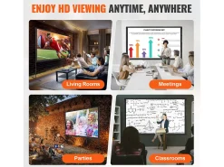 Móvel De Tv| Tela de Projeção SucceBuy Portátil com Base, 254 cm, 16:9 HD de Duas Faces Anti-rugas e Grande Ângulo de Visão, para Projetores de Cinema em Casa Multicor