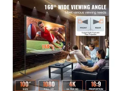 Móvel De Tv| Tela de Projeção SucceBuy Portátil com Base, 254 cm, 16:9 HD de Duas Faces Anti-rugas e Grande Ângulo de Visão, para Projetores de Cinema em Casa Multicor