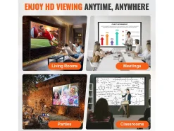 Outlet Tela de Projeção SucceBuy Portátil com Base, 305 cm, 16:9 HD de Duas Faces Anti-rugas e Grande Ângulo de Visão, para Projetores de Cinema em Casa Multicor