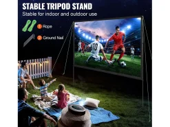 Móvel De Tv| Tela de Projeção SucceBuy Portátil com Base, 305 cm, 16:9 HD de Duas Faces Anti-rugas e Grande Ângulo de Visão, para Projetores de Cinema em Casa Multicor