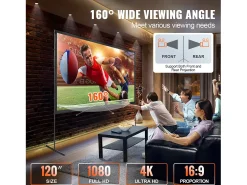 Móvel De Tv| Tela de Projeção SucceBuy Portátil com Base, 305 cm, 16:9 HD de Duas Faces Anti-rugas e Grande Ângulo de Visão, para Projetores de Cinema em Casa Multicor